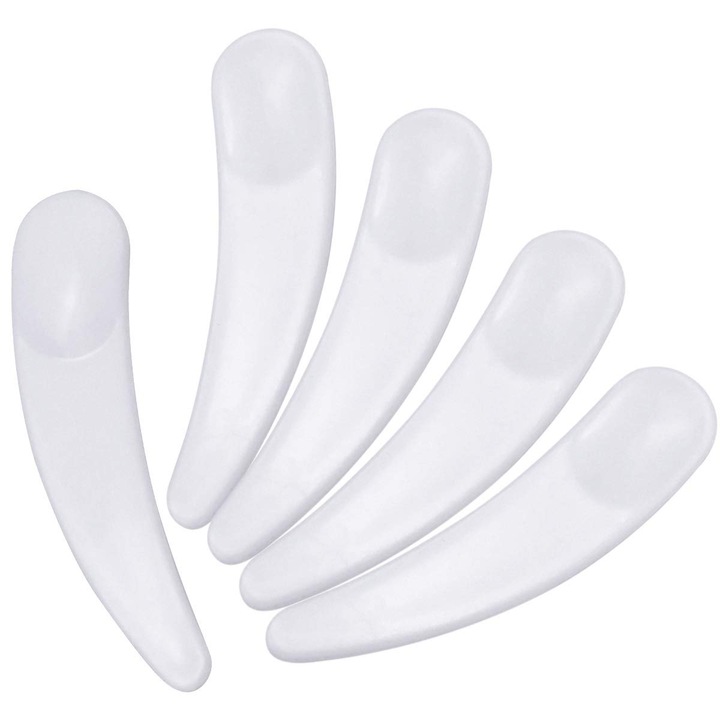 Mini hajlított kozmetikai spatula, hordozható sminkeszköz krémekhez, maszkokhoz, viaszokhoz, gélekhez, ideális utazáshoz, szépségápolási kezelésekhez, széles körben alkalmazható eldobható hajlított kanál kozmetikumokhoz, kis méret