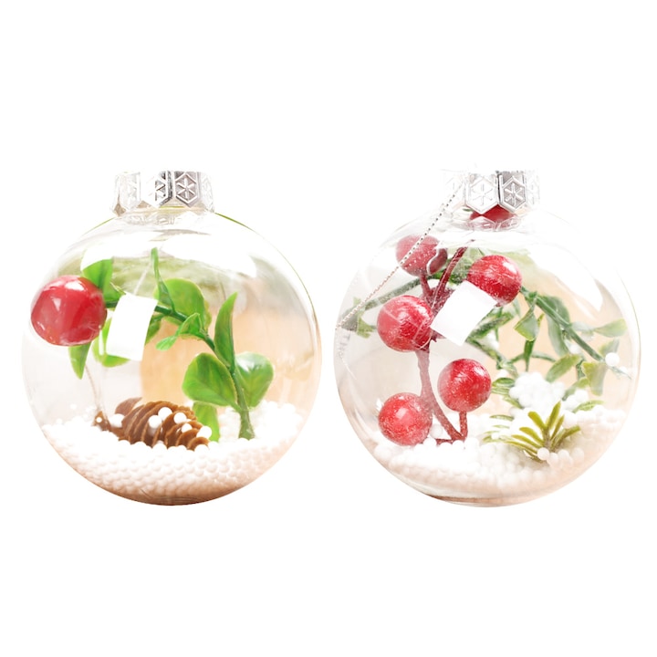 Set de ornamente pentru brad, stil 1, transparent, decor Craciun