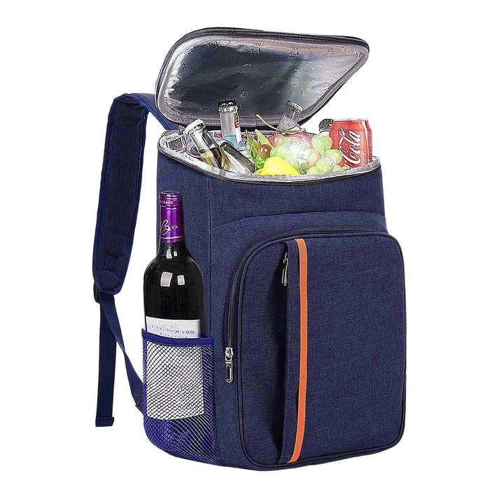 Geanta Termoizolanta Tip Rucsac Pentru Picnic, Zggzerg, 23L, Cu curea de umar reglabila, buzunare si fermoar, Impermeabil, Anti-pete, Pentru birou, munca, scoala, calatorii, 29 x 19 x 42cm, Panza de oxford, Bleumarin