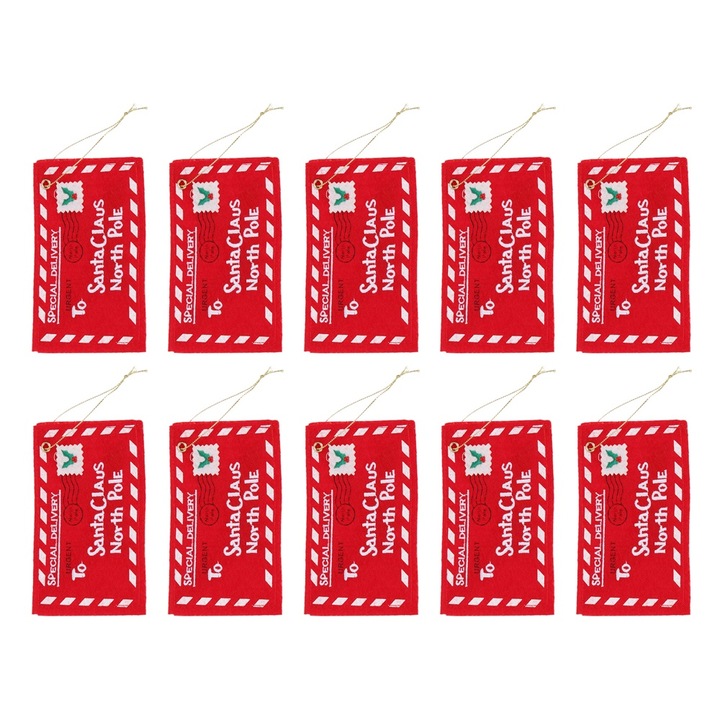 Set 10 plicuri de Craciun, 12x8 cm, Rosu/Alb