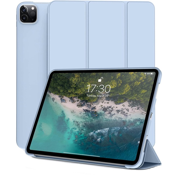 Ultra vékony tok Apple iPad Pro 13 (M4) 2024 készülékhez, szilikon TPU, intelligens burkolat állvánnyal - babakék