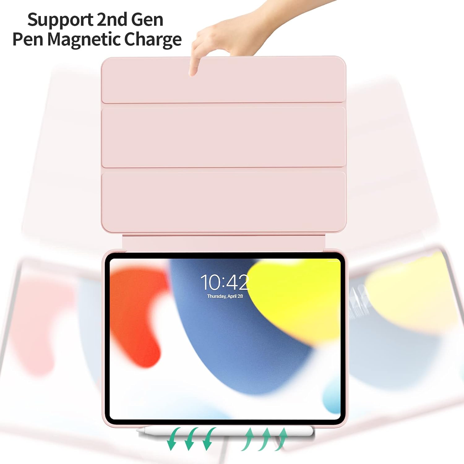 Husa Ultra Slim pentru iPad Air 13 (M3/M2), Silicon TPU, Smart Cover cu Suport - Roz