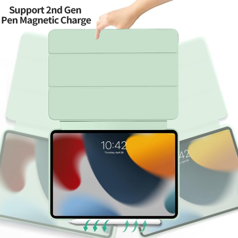 Husa Ultra Slim pentru iPad Air 13 (M3/M2), Silicon TPU, Smart Cover cu Suport - Verde Menta