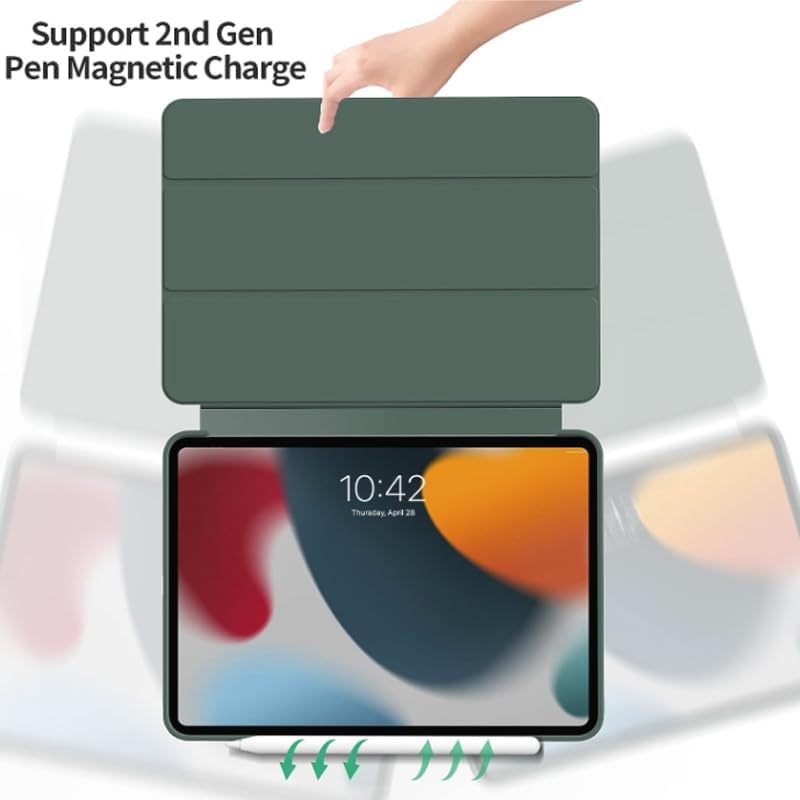 Husa Ultra Slim pentru iPad Air 13 (M3/M2), Silicon TPU, Smart Cover cu Suport - Verde Marin