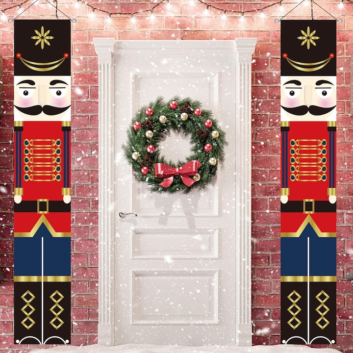 Set 2 bucati decoratiuni Craciun Xuigort, soldat nutcracker, pentru interior si exterior, multicolor