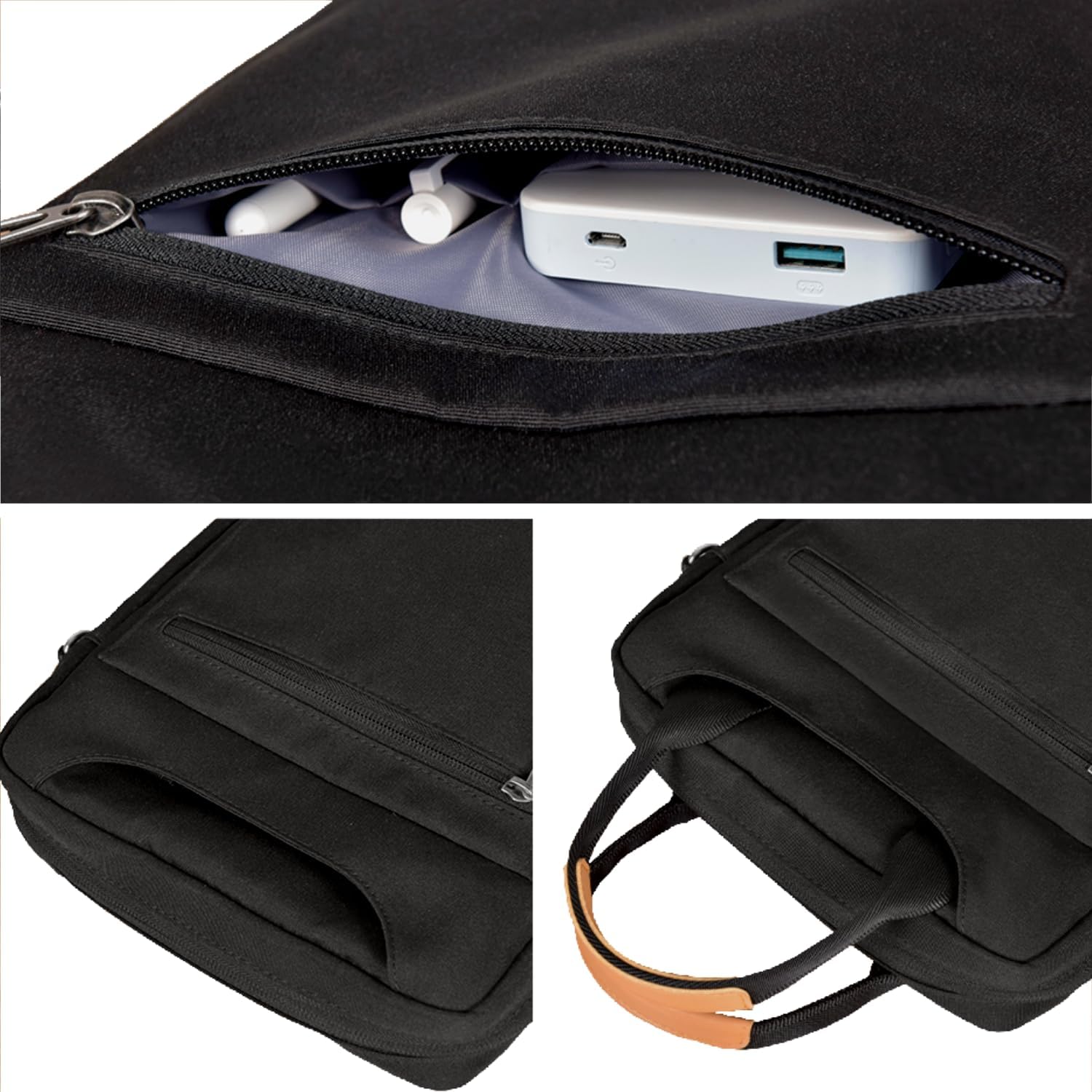 Geanta / Husa pentru tableta pana la 12.9 inch si laptop 13.3 inch water resistent cu maner si curea de umar cu fermoar multiple buzunare negru