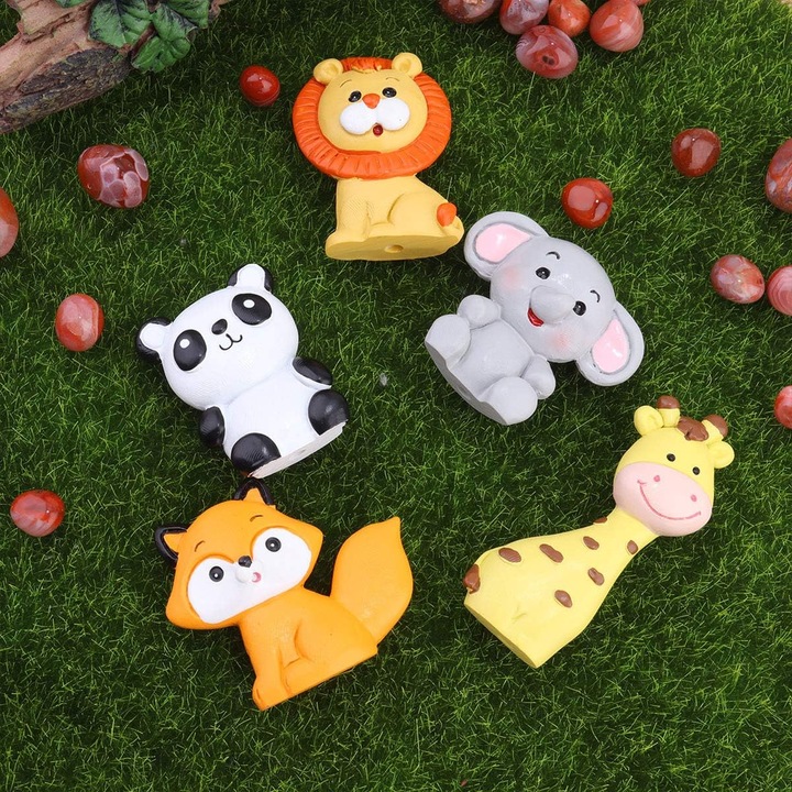 Set 5 decor tort animale jungla multicolor 4x7cm