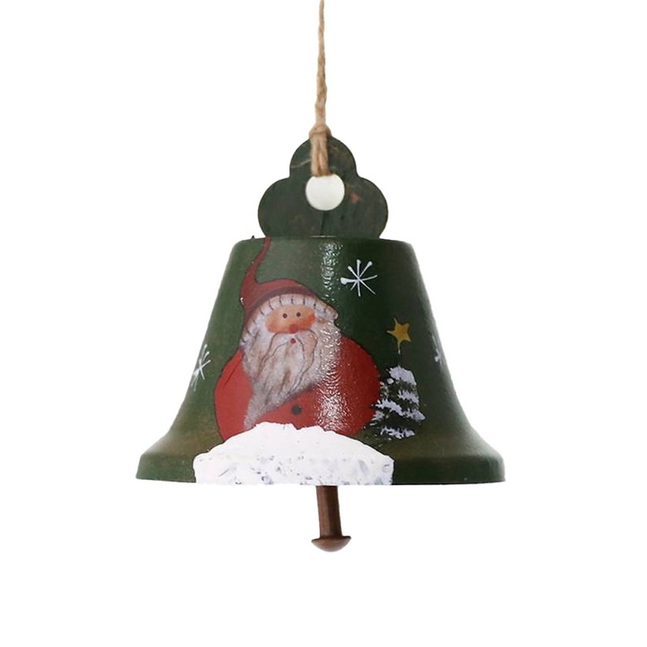 Karácsonyi harang medál, szalaggal díszítve, fára akasztható, többszínű