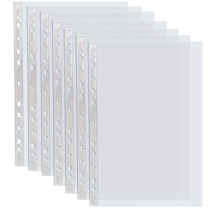 Комплект от 100 джоба за документи, PVC, прозрачни, формат А4
