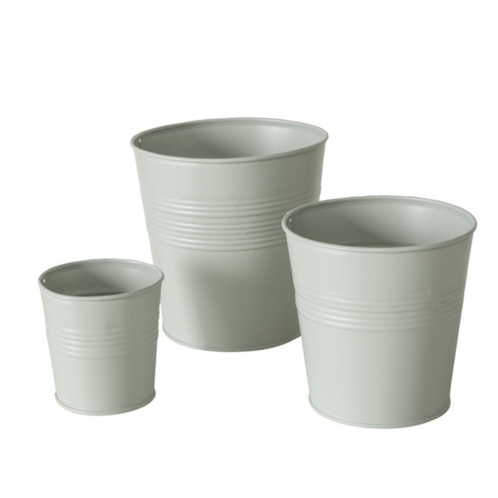 Ghivece de gradina zincate Lingo, exterioare, 3 bucati - verde deschis