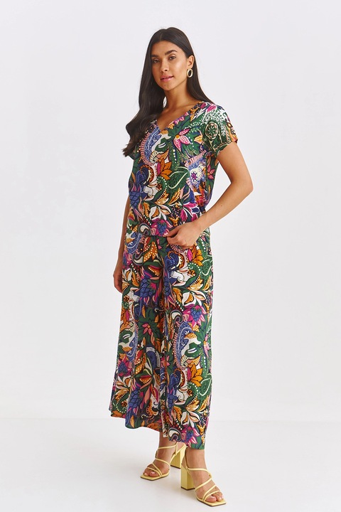 Top Secret, Bluza cu decolteu in V si imprimeu floral, Multicolor, 44