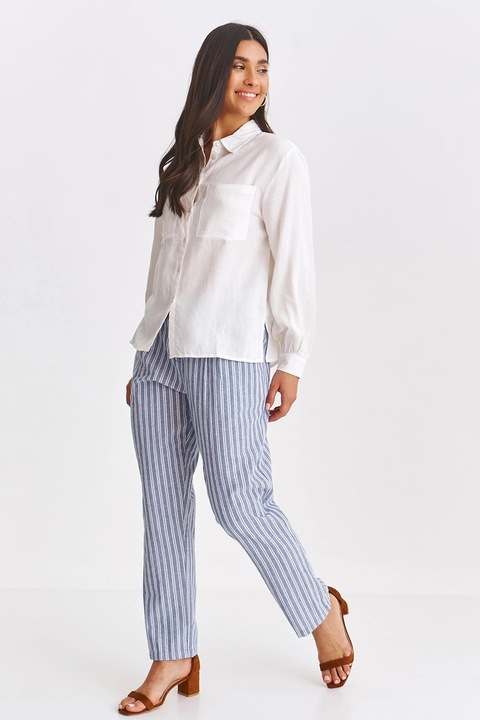 Top Secret, Camasa din amestec de in cu buzunar pe piept, Alb optic, 36