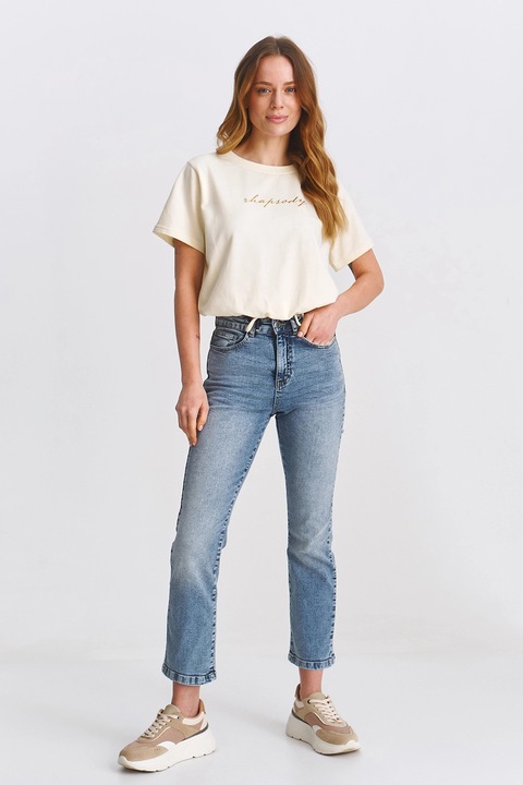 Top Secret, Blugi crop cu aspect decolorat, Albastru deschis, 38