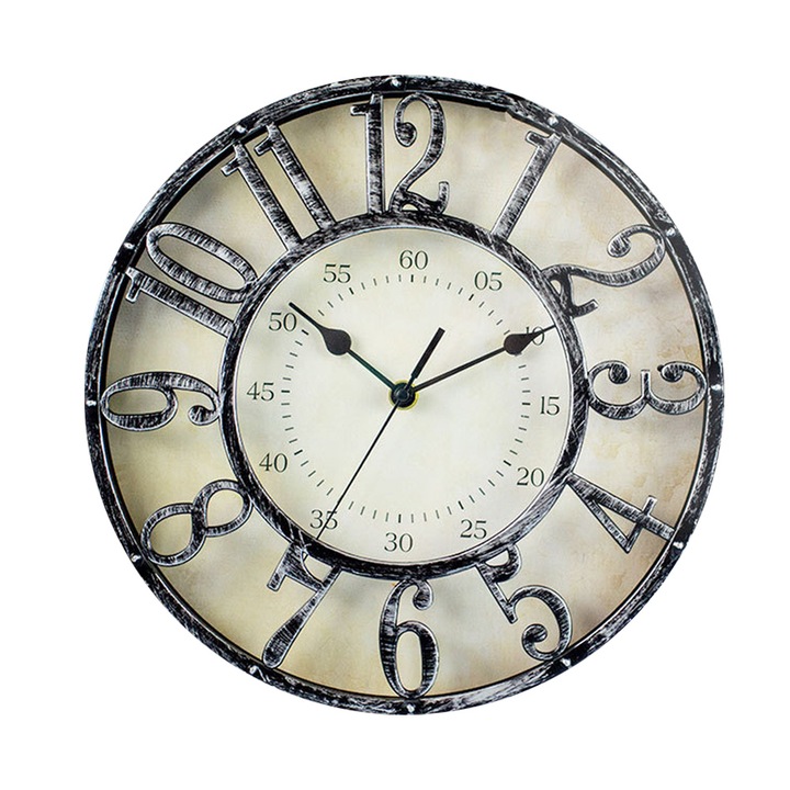Ceas de perete vintage Nordic minimalist 30x30cm alb