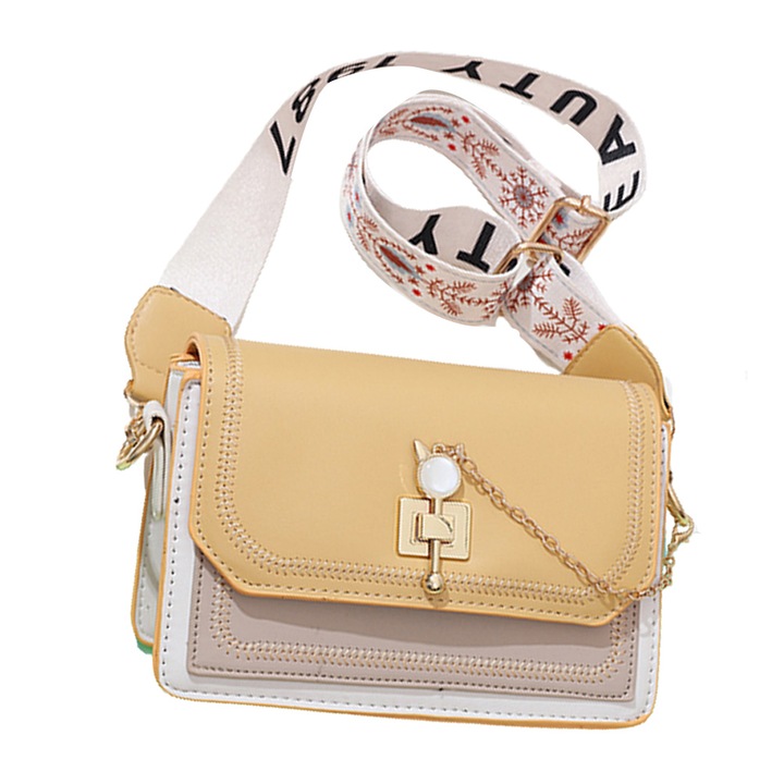 Jormftte női crossbody táska, sárga, kis méret, egyszerű dizájn, puha bőr anyagból