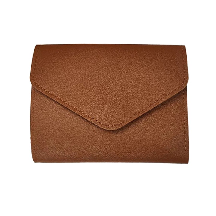 Portofel dama AMRINUGL, piele lacuita, maro, 11.5 x 9 cm