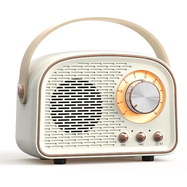 Boxa portabila retro, Jormftte, Bluetooth 5.0, design vintage, 125x75x59mm