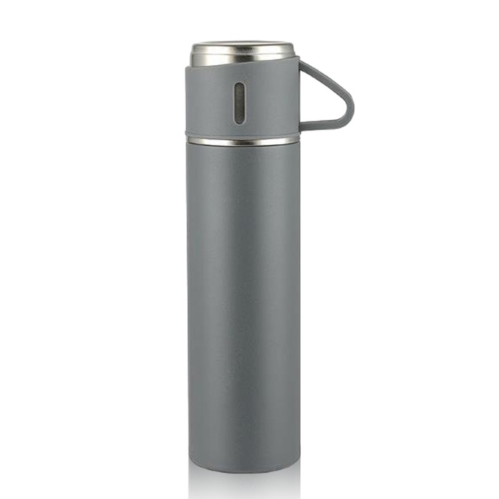 Cana termos HERUSI 500ml gri izolare dubla inox
