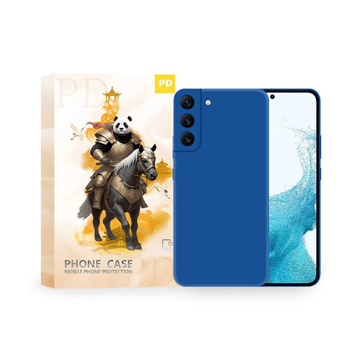 Husa telefon PD Galaxy S22 Plus, silicon lichid, anti-amprenta, albastru