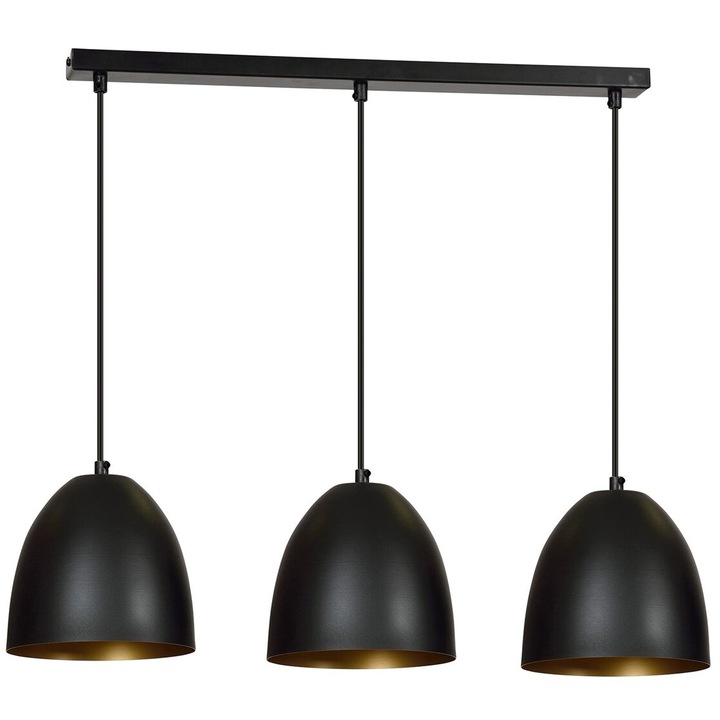 Lustre LENOX, EMIBIG Lighting, 3 surse de lumina, negru/aur