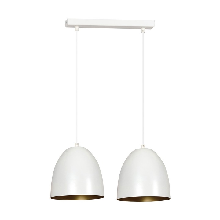 Lustra LENOX, EMIBIG Lighting, 2 surse de lumina, alb/auriu