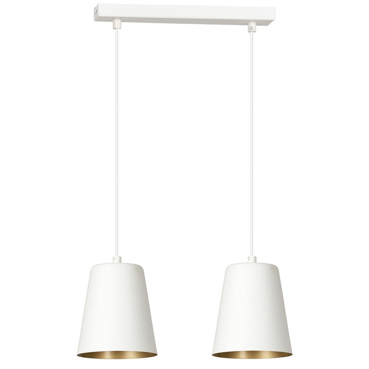 Lustre EMIBIG Lighting MILGA, 2 surse de lumina, alb cu interior auriu