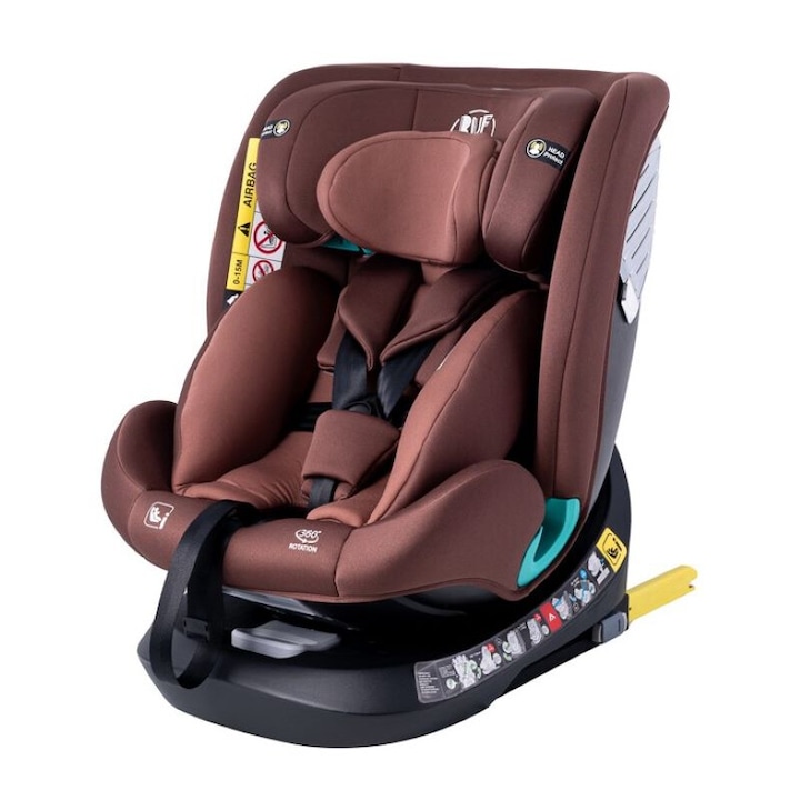 Столче за кола Saphir DELUXE BUF BOOF iSIZE Coffee с Isofix позиция за сън 165 градуса въртяща се на 360 градуса 40-150 см
