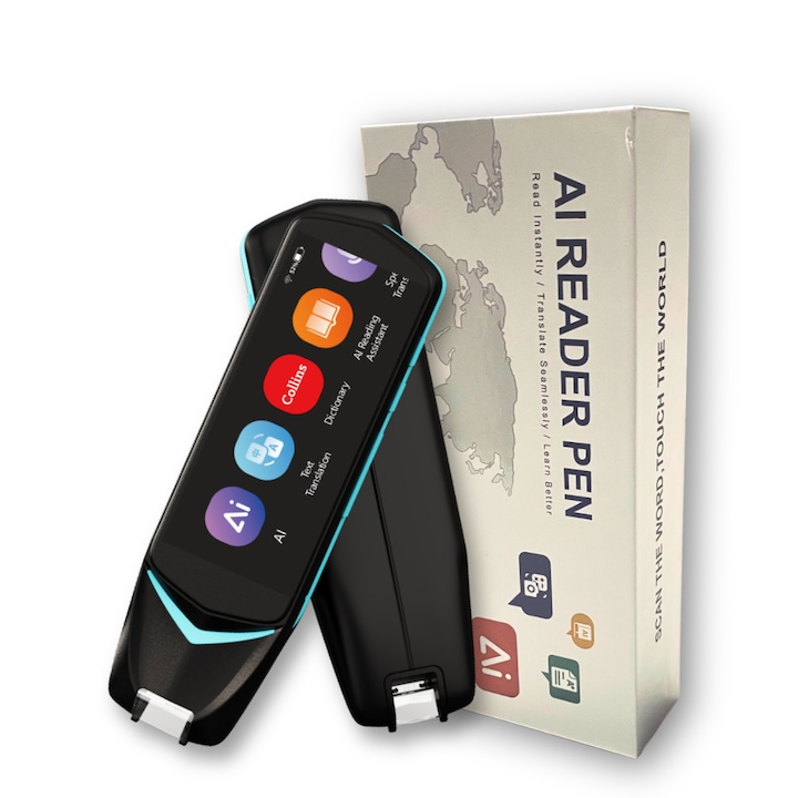 Интелигентен AI преводач за превод на глас, текст и изображения, онлайн и офлайн, 3,99-инчов екран, 112 езика, OCR сканиране, прехвърляне на текст във формати .docx, .pdf и .txt, преносим, черен