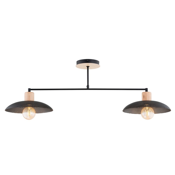 Lustra, EMIBIG Lighting, KOBE, industriala, lemn/metal, negru