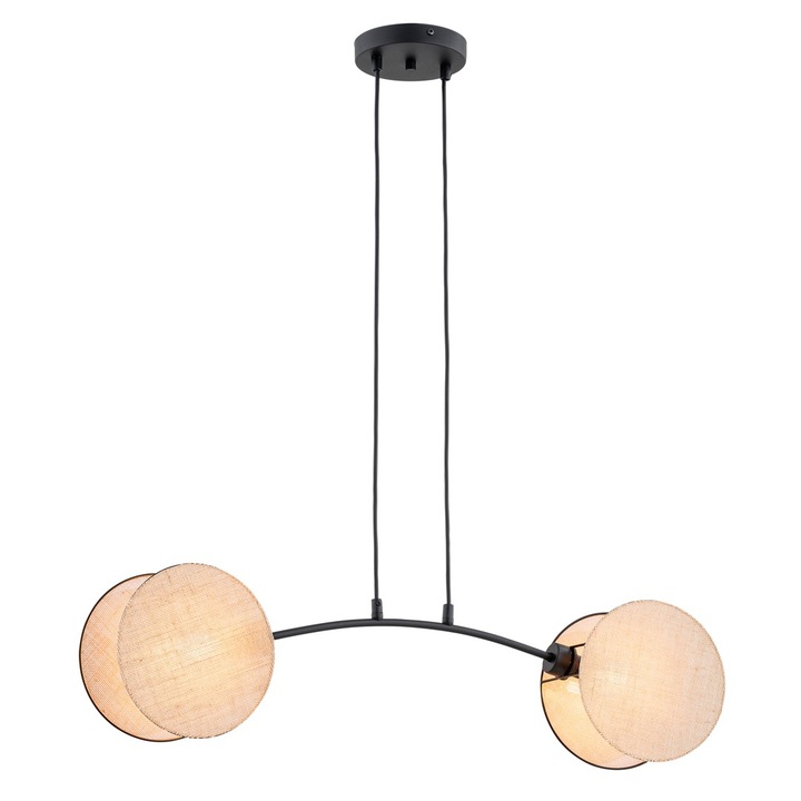 Lampa suspendata, MOTIF 2 NATURAL, Emibig, neagra / crem, E27, 15W MAX LED, dimensiuni 100x82cm, inaltime reglabila