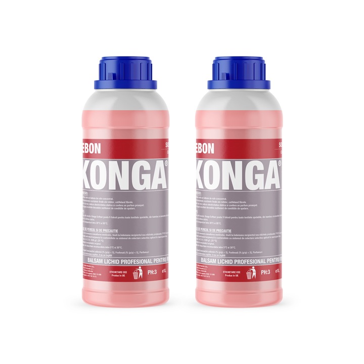Set - 2 x Balsam de rufe Konga Profesional, Parfumat Flor de Munte, 1L, 80 spalari