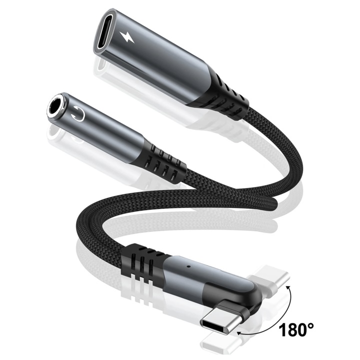 Адаптер Reagle USB C mini Jack 3,5 мм към USB-C Зареждане 60W