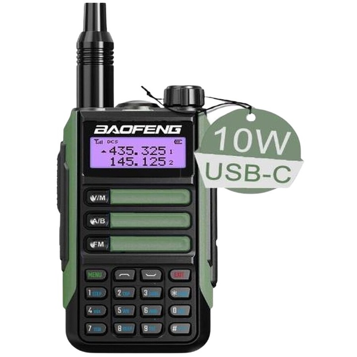 Baofeng UV-16 VHF/UHF професионална уоки токи радиостанция, водоустойчива, маслинено, двулентова