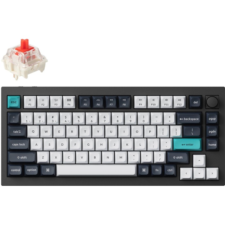 Безжична геймърска клавиатура Keychron Q1 Max, Черен/бял, Wireless
