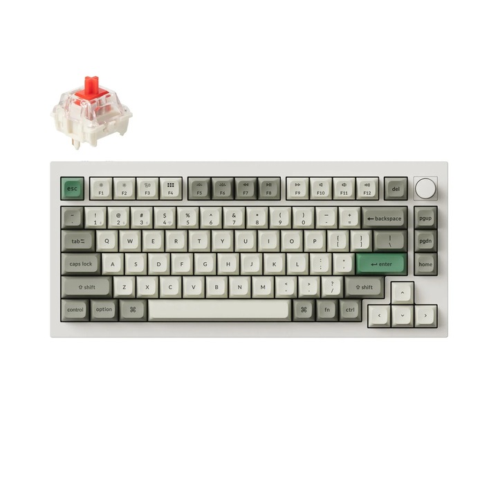 Безжична механична клавиатура Keychron Q1 Max QMK/VIA, Hot-Swappable, 2.4GHz, Bluetooth 5.1, USB-C, Gateron Jupiter Red, бяла