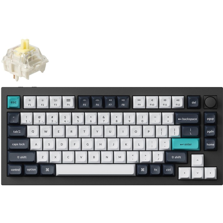 Безжична геймърска клавиатура Keychron Q1 Max, Черен/бял, Wireless