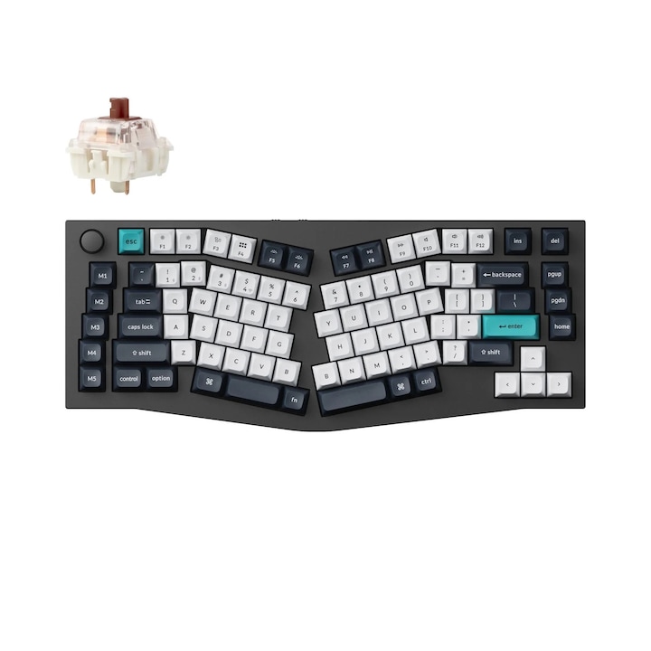Механична клавиатура Keychron Q10 Max Wireless Mechanical Keyboard (Alice Layout), QMK/VIA, Hot-Swappable, 2.4GHz, Bluetooth 5.1, USB-C, Gateron Jupiter Brown, черен