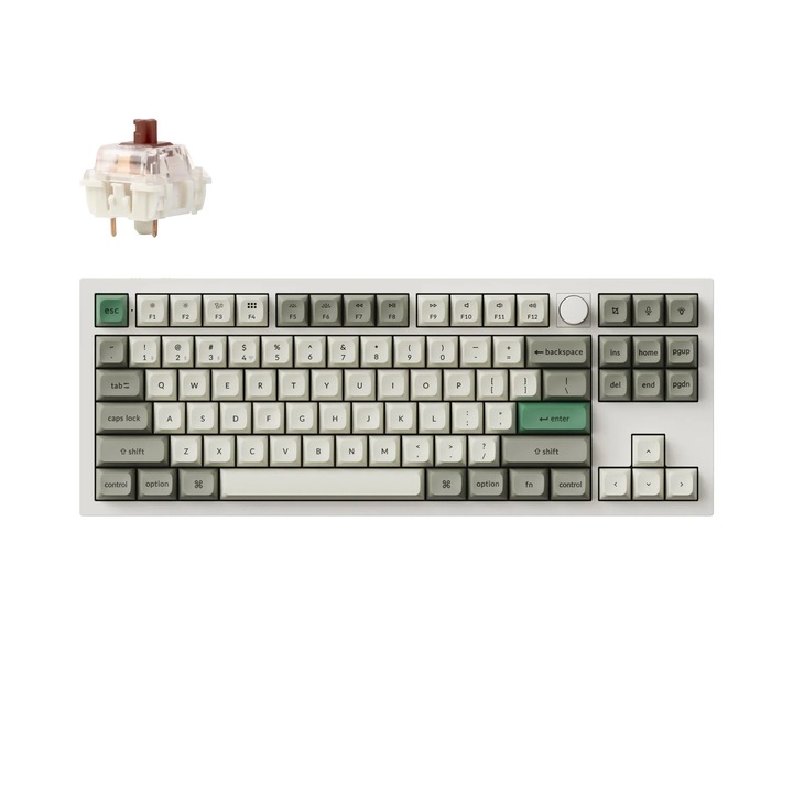 Безжична механична клавиатура Keychron Q3 Max QMK/VIA, Hot-Swappable, 2.4GHz, Bluetooth 5.1, USB-C, Gateron Jupiter Brown, бяла