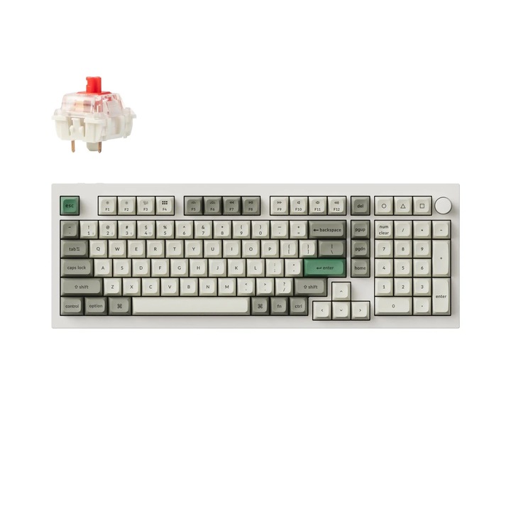 Безжична механична клавиатура Keychron Q5 Max QMK/VIA, Hot-Swappable, 2.4GHz, Bluetooth 5.1, USB-C, Gateron Jupiter Red, бяла