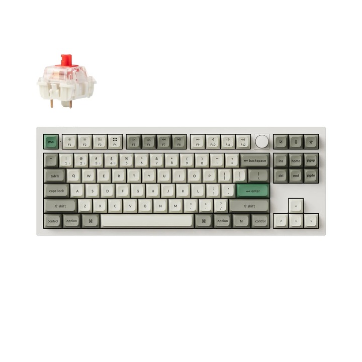 Безжична механична клавиатура Keychron Q3 Max QMK/VIA, Hot-Swappable, 2.4GHz, Bluetooth 5.1, USB-C, Gateron Jupiter Red, бяла