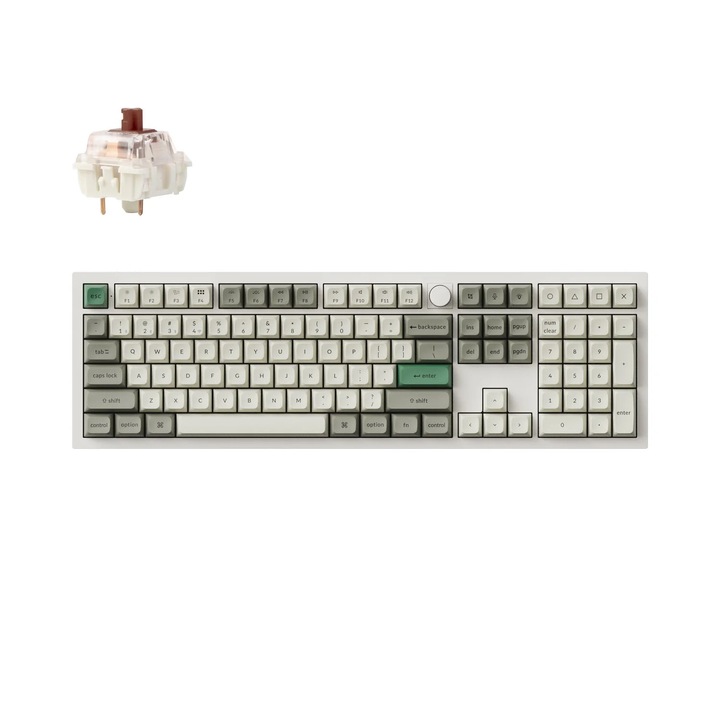 Безжична механична клавиатура Keychron Q6 Max QMK/VIA, Hot-Swappable, 2.4GHz, Bluetooth 5.1, USB-C, Gateron Jupiter Brown, бяла