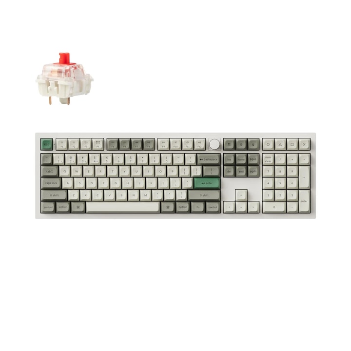 Keychron Q6 Max vezeték nélküli mechanikus billentyűzet, 2.4 GHz /Bluetooth /Type-C, mechanikus kapcsolók, RGB világítás, QMK, macOS/Windows/Linux, Shell White
