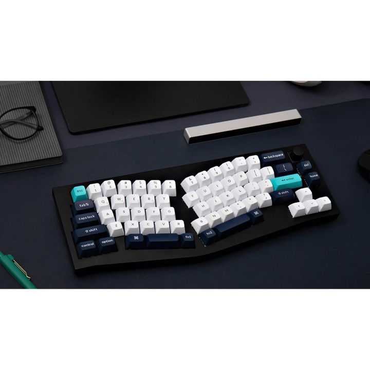 Безжична механична клавиатура Keychron Q8 Max Wireless Mechanical Keyboard (Alice Layout), QMK/VIA, Hot-Swappable, 2.4GHz, Bluetooth 5.1, USB-C, Gateron Jupiter Brown, черен