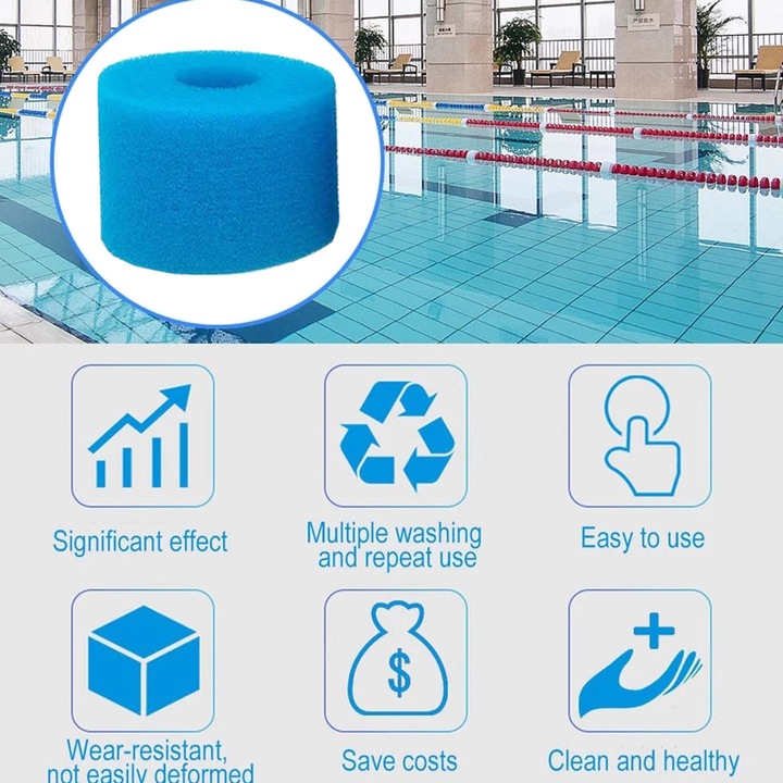 Комплект филтри за басейни, Enforose, висококачествен материал, за многократна употреба, 4 броя