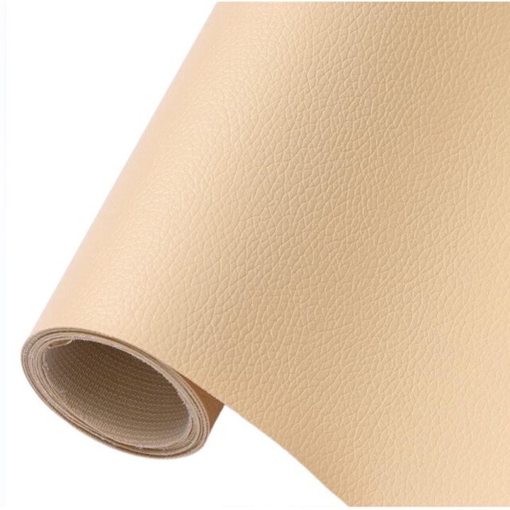 Folie din Piele Ecologica Autoadeziva pentru Reconditionare si Retapitare Canapea, Scaun, Interior Auto, Articole din Piele, DAVIDAMI CONCEPT®, Rola 138 cm x 50 cm, Crem Deschis