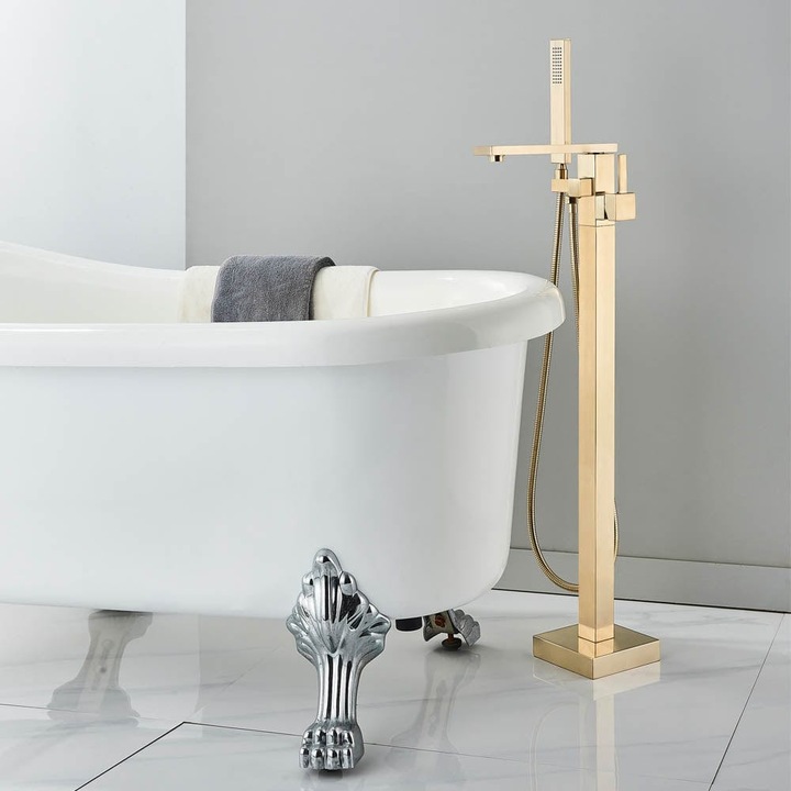 Baterie de podea cu cadru patrat, finisaj auriu