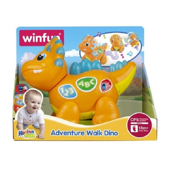 Jucarie interactiva Dinozaur care merge cu sunete si lumini Winfun