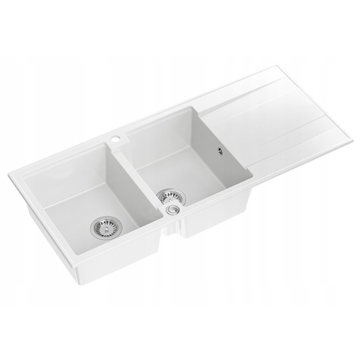 Chiuveta Quadron Evan 121 Chiuveta incastrata granit alb otel 116x50cm