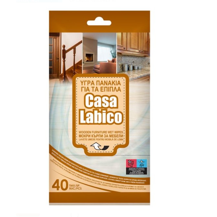 Мокри кърпички за почистване на мебели - Casa Labico, 40 бр
