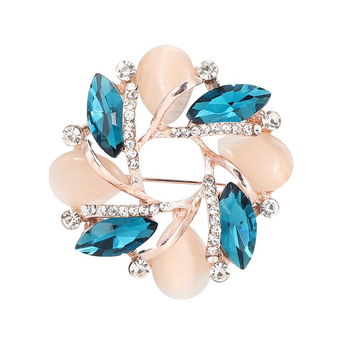 Brosa femei AMRINUGL, aliaj, strasuri, 4.4x4.4cm